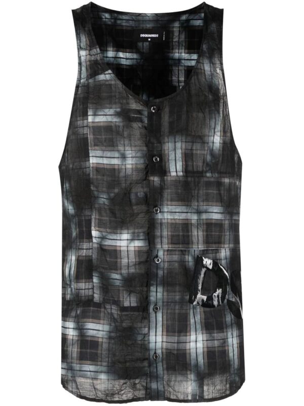 Dsquared2  distressed checked sleeveless shirt