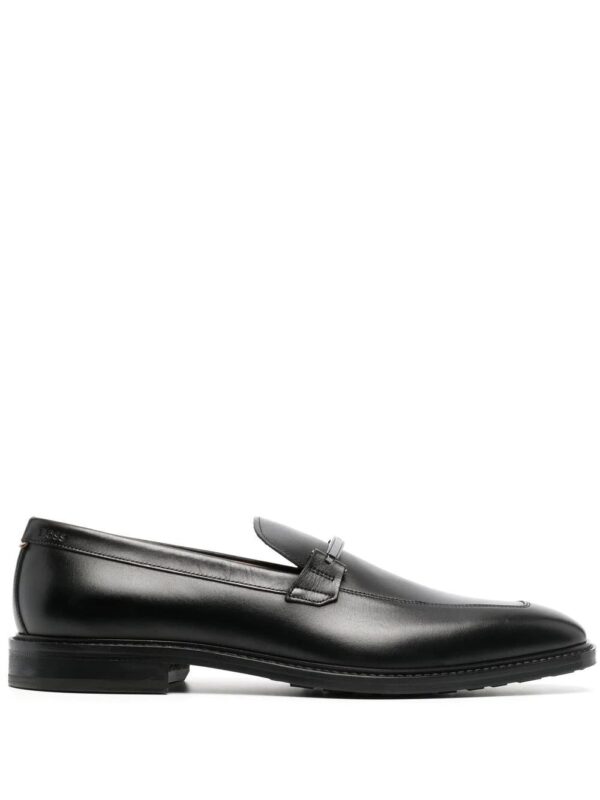 BOSS  Lisbon leather logo-plaque loafers