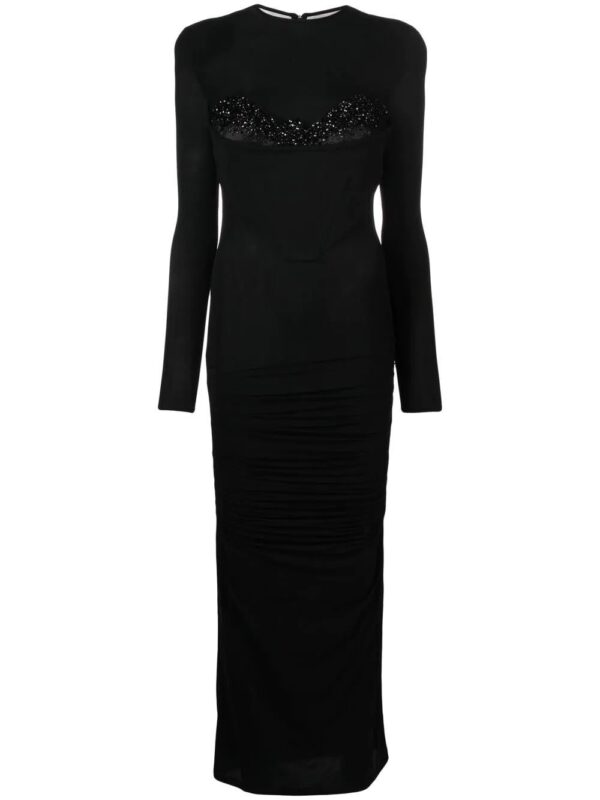 Versace  gem-detail bustier long dress