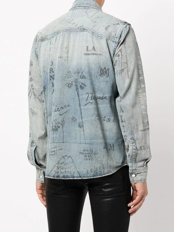 AMIRI  distressed logo print denim shirt - Image 3