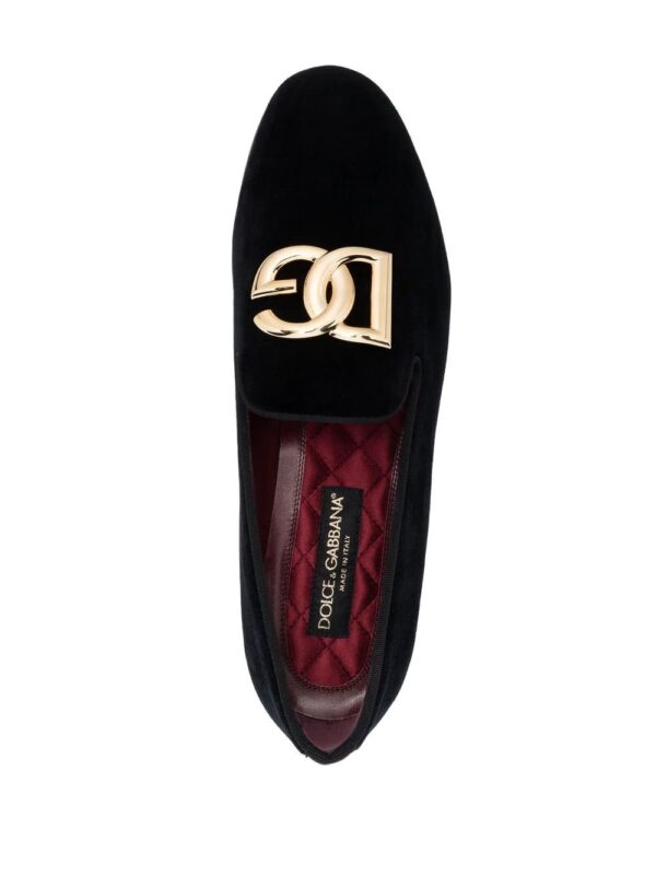 Dolce & Gabbana  logo-plaque velvet loafers - Image 4
