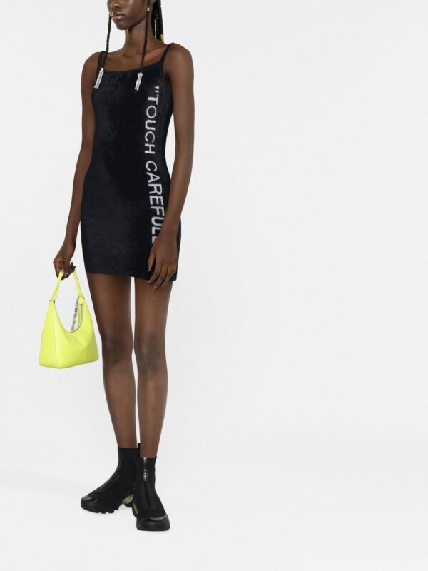 Off-White slogan detail fuzzy mini dress - Image 3
