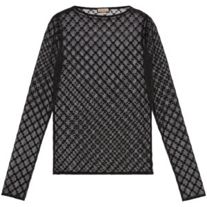 Gucci GG-embroidered tulle blouse