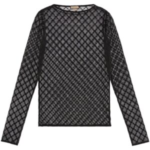 Gucci GG-embroidered tulle blouse