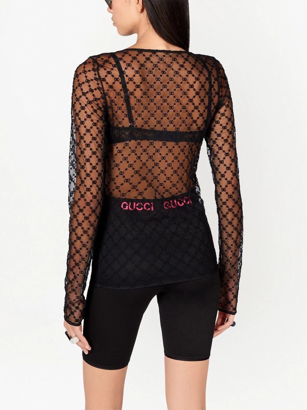 Gucci GG-embroidered tulle blouse - Image 4