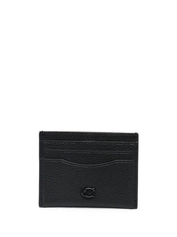 Coach logo-plaque leather card holder