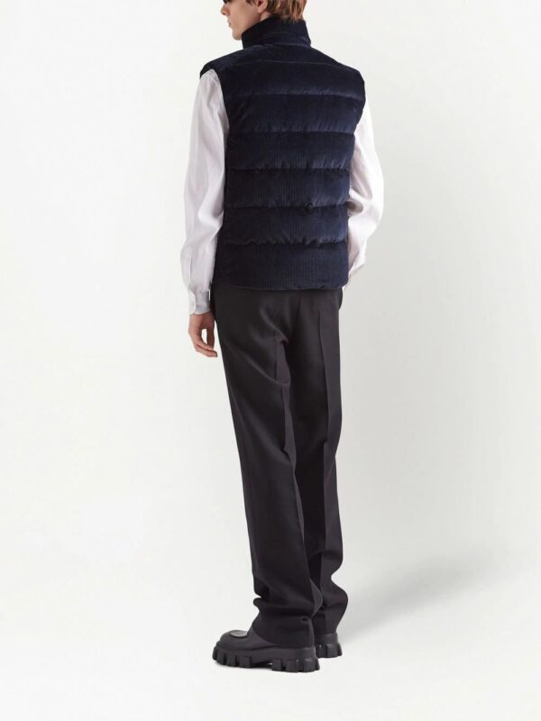 Prada  logo-patch padded corduroy gilet - Image 3