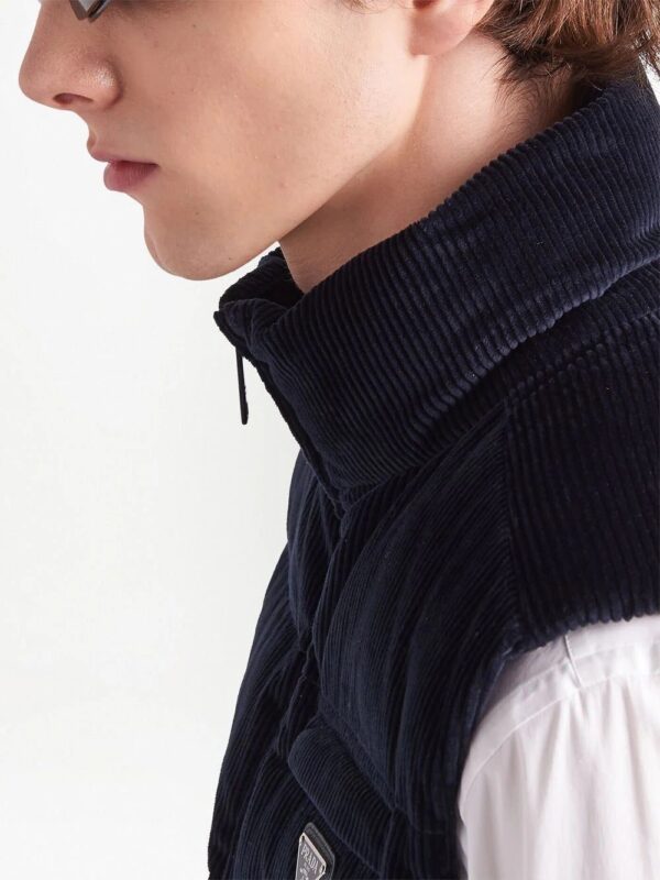 Prada  logo-patch padded corduroy gilet - Image 4