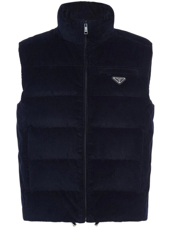 Prada  logo-patch padded corduroy gilet