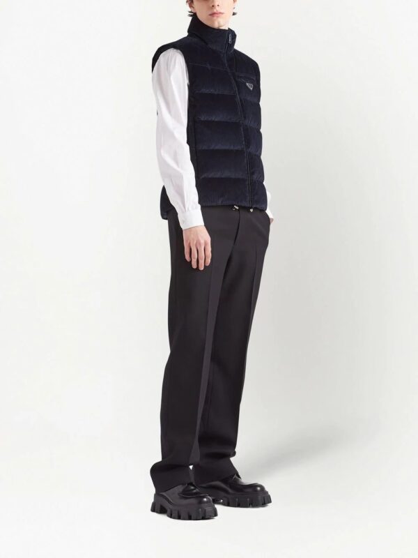 Prada  logo-patch padded corduroy gilet - Image 2