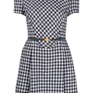 Versace belted houndstooth dress