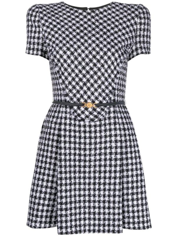Versace  belted houndstooth dress