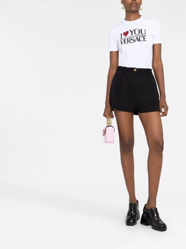 Versace  crystal-embellished slogan T-shirt - Image 2