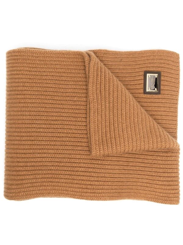 Dolce & Gabbana  gold-tone logo plaque cashmere scarf