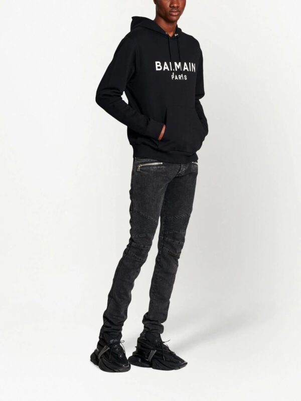 Balmain  logo-print drawstring hoodie - Image 2