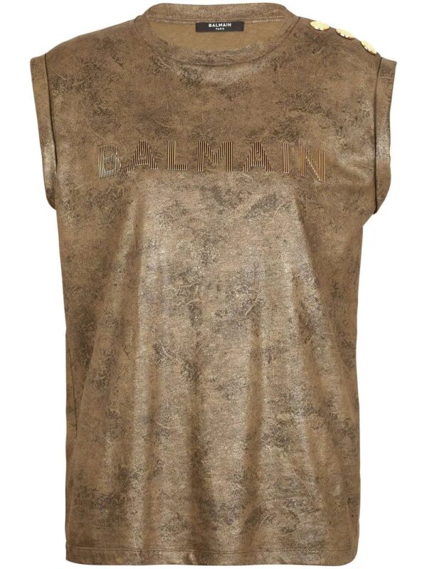 Balmain  logo-print organic-cotton tank top