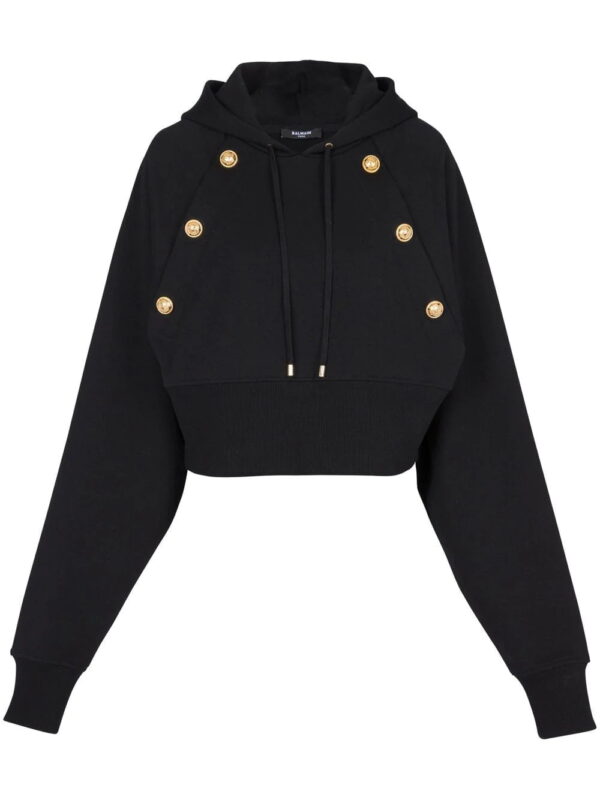 Balmain  decorative-buttons organic-cotton hoodie