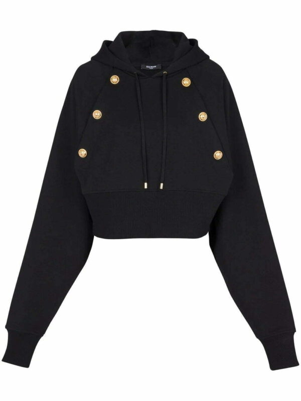 Balmain  decorative-buttons organic-cotton hoodie