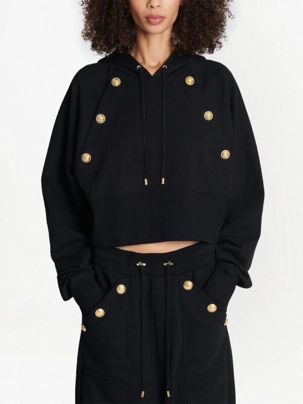 Balmain  decorative-buttons organic-cotton hoodie - Image 3