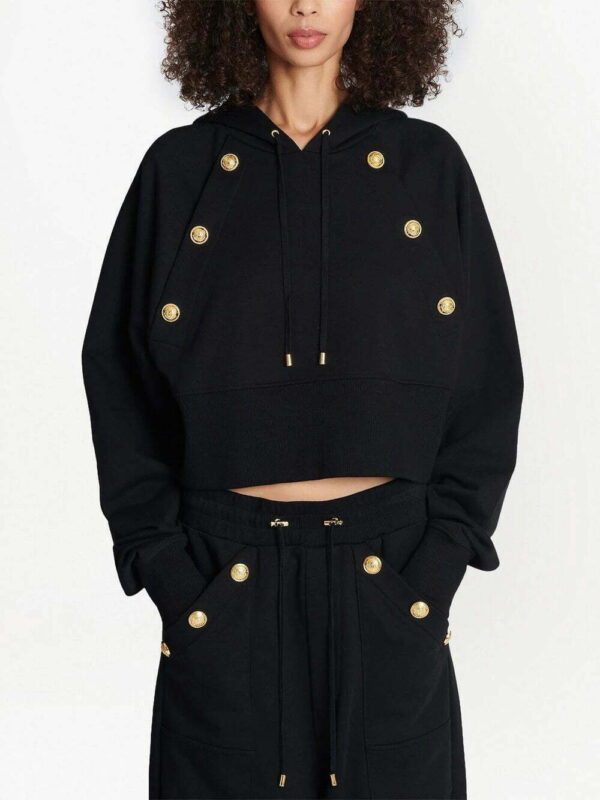 Balmain  decorative-buttons organic-cotton hoodie - Image 3