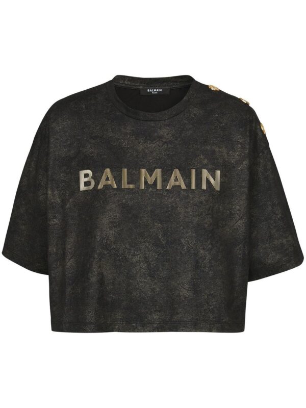 Balmain  logo-print detail T-shirt