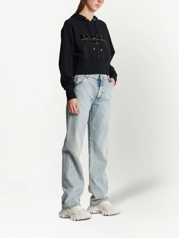 Balmain  logo-print cotton hoodie - Image 3