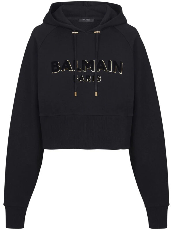 Balmain  logo-print cotton hoodie