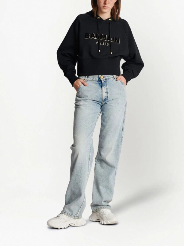 Balmain  logo-print cotton hoodie - Image 2