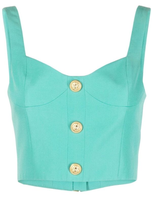 Balmain  embossed button cropped top