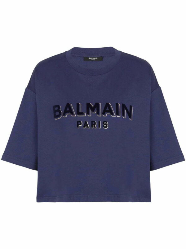 Balmain  logo-print cropped T-shirt