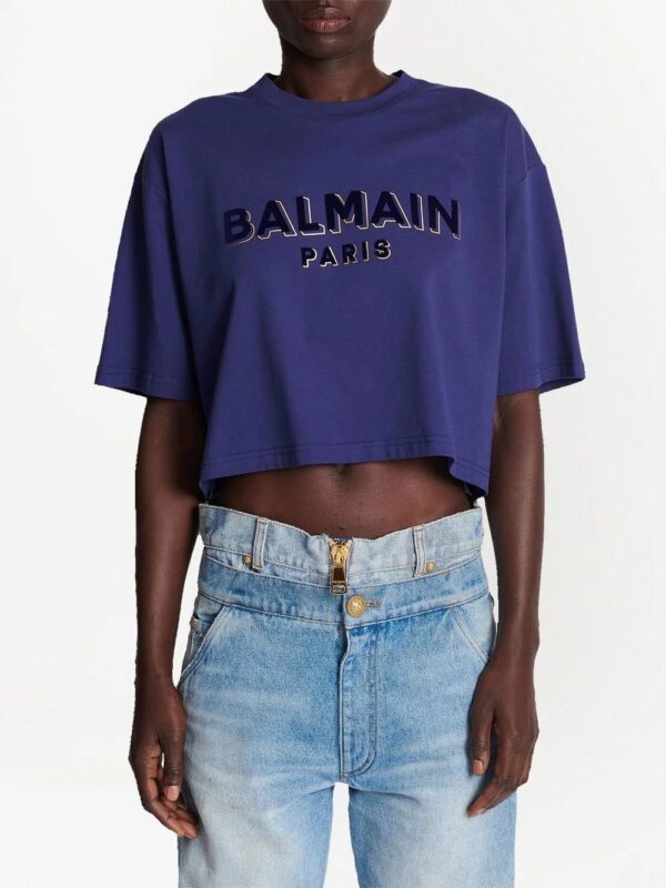 Balmain  logo-print cropped T-shirt - Image 3