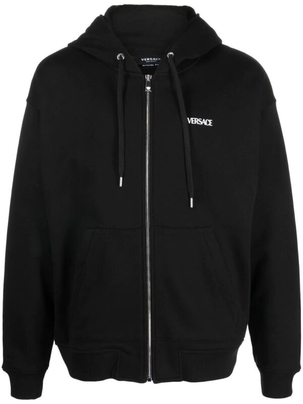Versace  logo-print zip-fastening hoodie