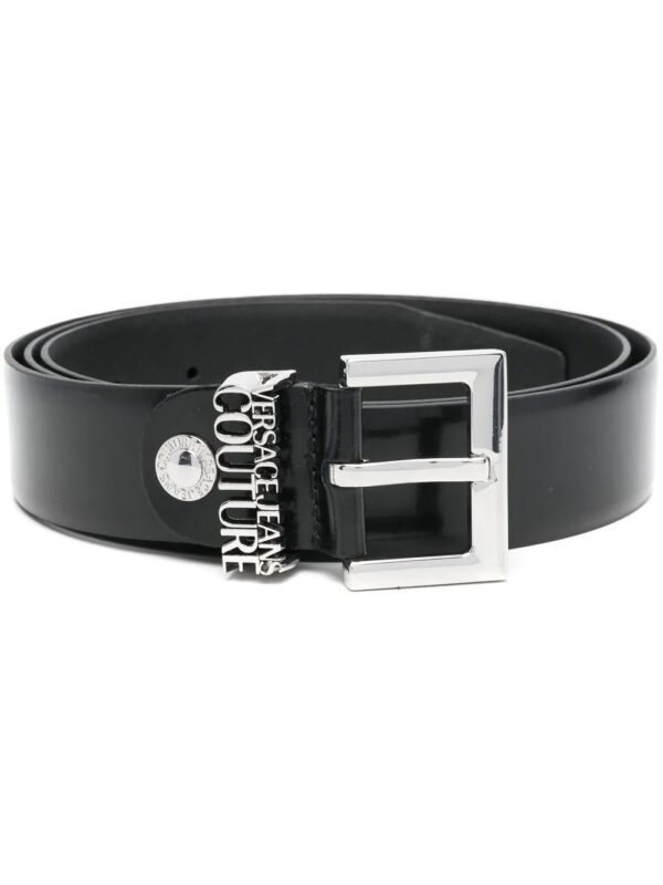 Versace logo-plaque leather buckle belt