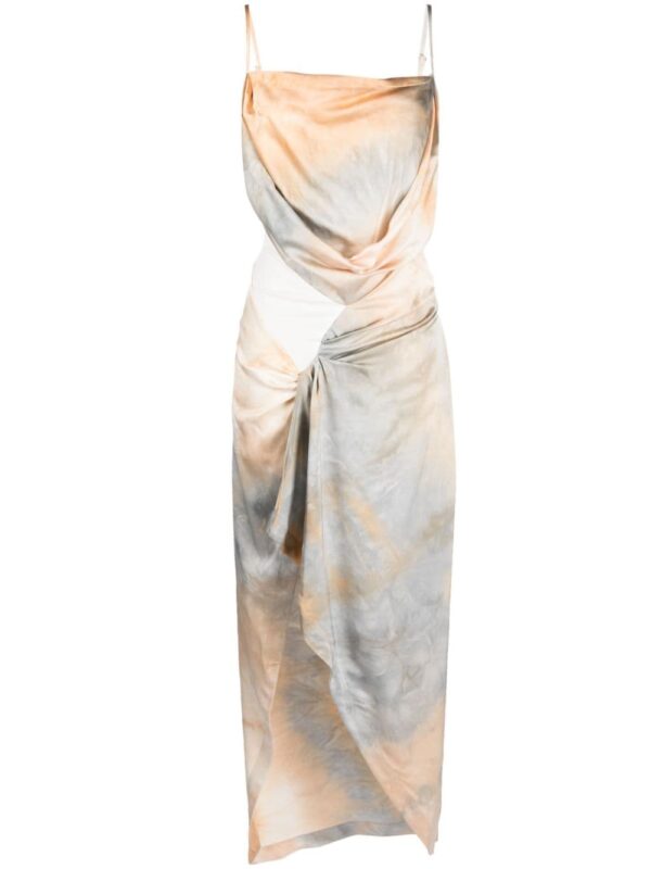 Off-White tie-dye draped slip dress