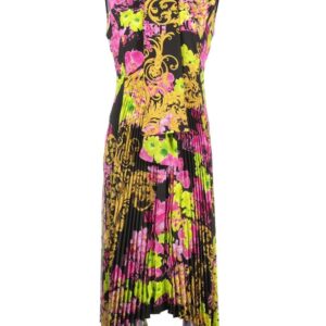 Versace Logo Orchid-print midi dress