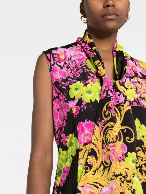 Versace Logo Orchid-print midi dress - Image 5