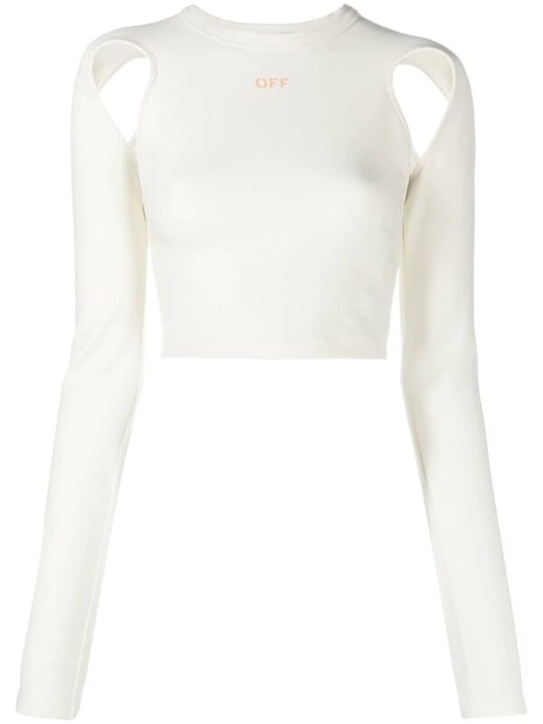 Off-White  logo-print cut-out detail cropped top
