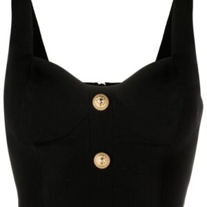 Balmain  embossed button cropped top