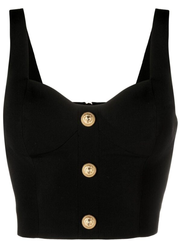 Balmain  embossed button cropped top