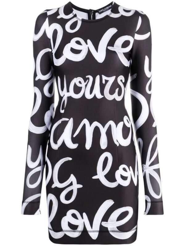 Dolce & Gabbana  logo-print long-sleeve bodycon dress