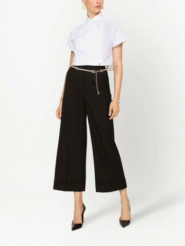 Dolce & Gabbana  cropped logo-plaque shirt - Image 3