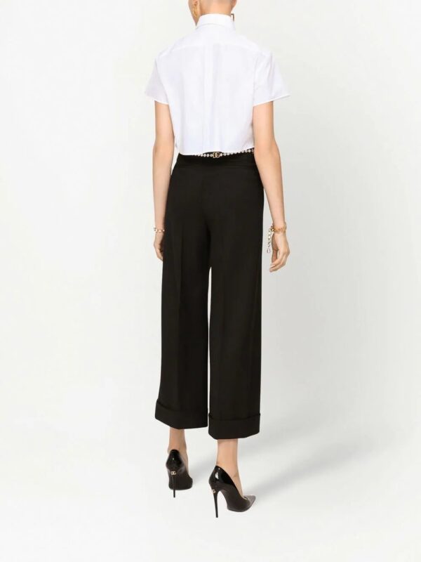 Dolce & Gabbana  cropped logo-plaque shirt - Image 4
