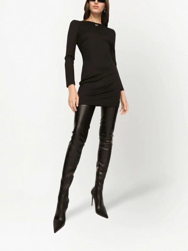 Dolce & Gabbana  crew-neck logo-plaque minidress - Image 2