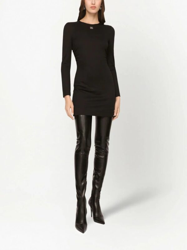 Dolce & Gabbana  crew-neck logo-plaque minidress - Image 3