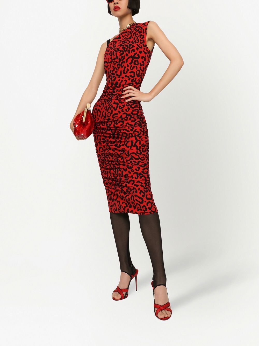 Dolce & Gabbana leopard-print one-shoulder dress - Image 5