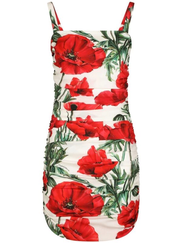 Dolce & Gabbana  poppy-print ruched dress