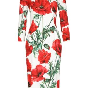 Dolce & Gabbana  poppy-print midi dress