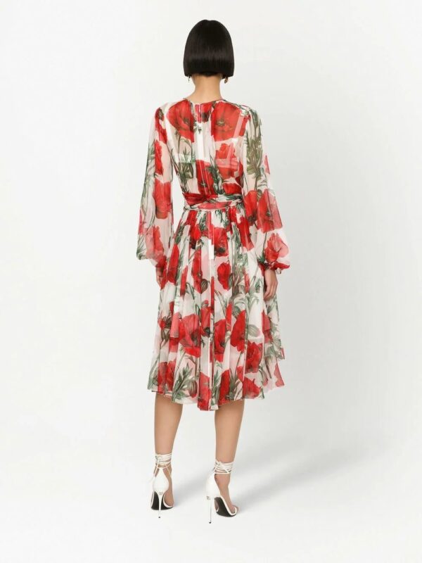 Dolce & Gabbana  floral-print tiered midi dress - Image 4