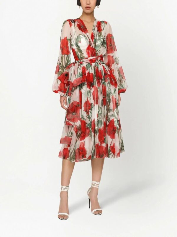 Dolce & Gabbana  floral-print tiered midi dress - Image 3