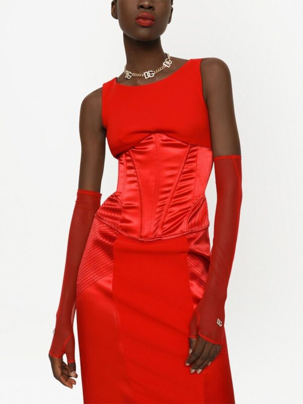 Dolce & Gabbana corset-detail satin midi dress - Image 5